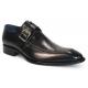 Duca Di Matiste "Garda" Black Genuine Italian Calf Leather Monk Strap Dress Shoes.